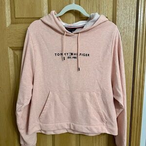 Tommy Hilfiger Women's Light Pink Hoodie - Size L